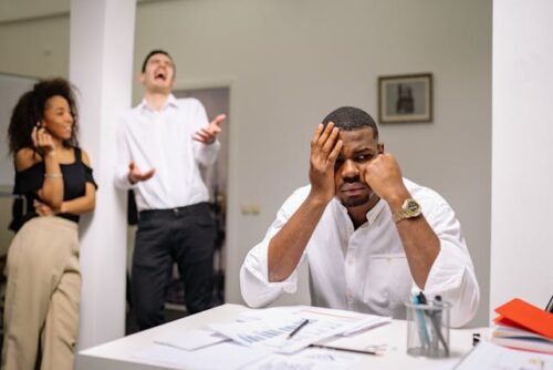 man being harassed